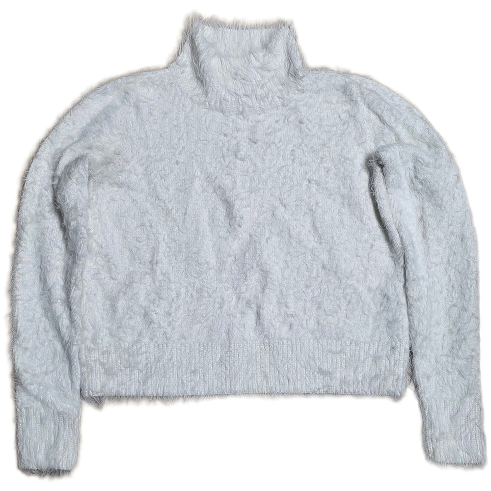 LOFT Fuzzy Turtleneck Sweater Womens Size XS White Textured Knit‎ Cozy Winter